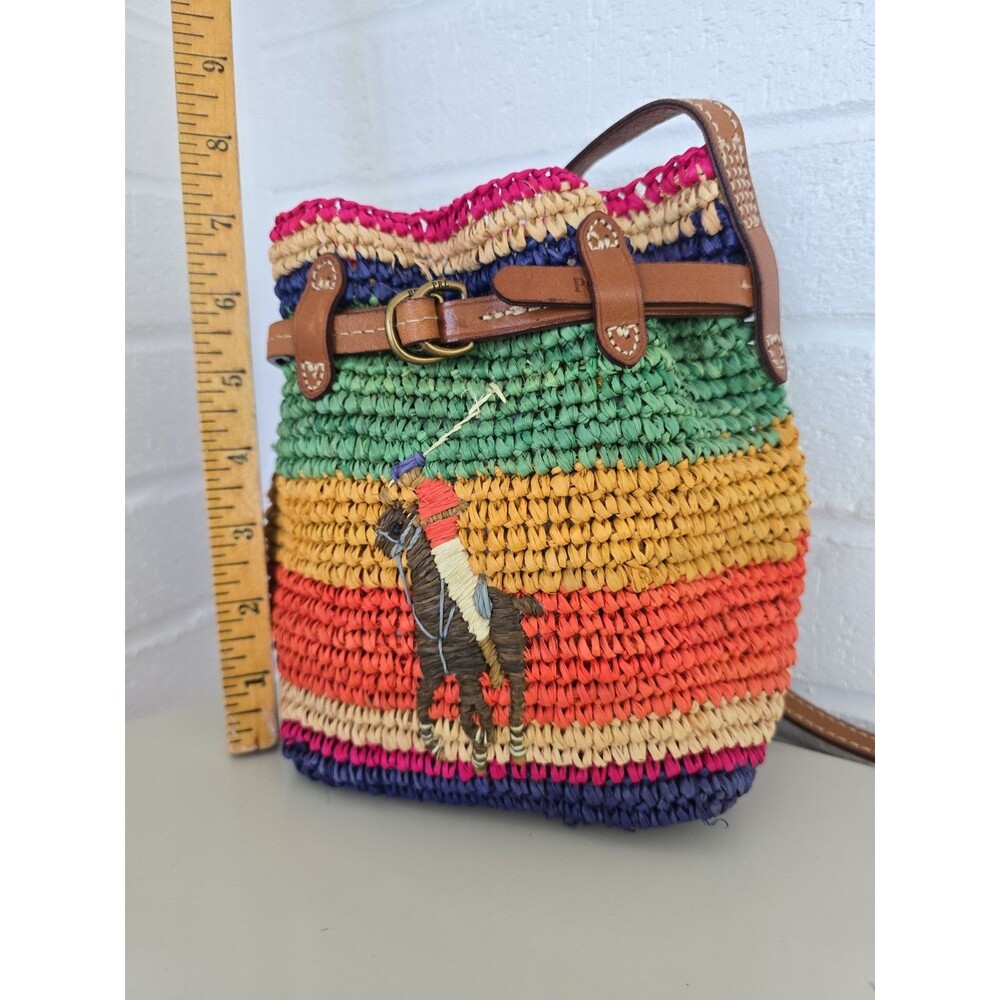 Polo Ralph Lauren Raffia Mini Bellport Bucket Bag Limited Edition Rare - Picture 10 of 14